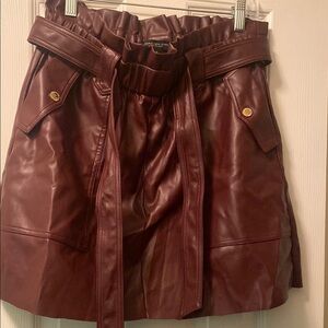 Maroon Leather Skirt